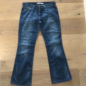 Straight leg blue jeans